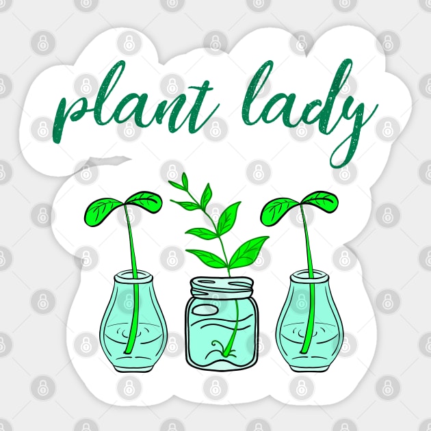 Plant lady. Think green. Be eco. Environmental protection. Protect, don't destroy. Little precious plants in glass jars. Ecology. Nature lover. Sticker by IvyArtistic